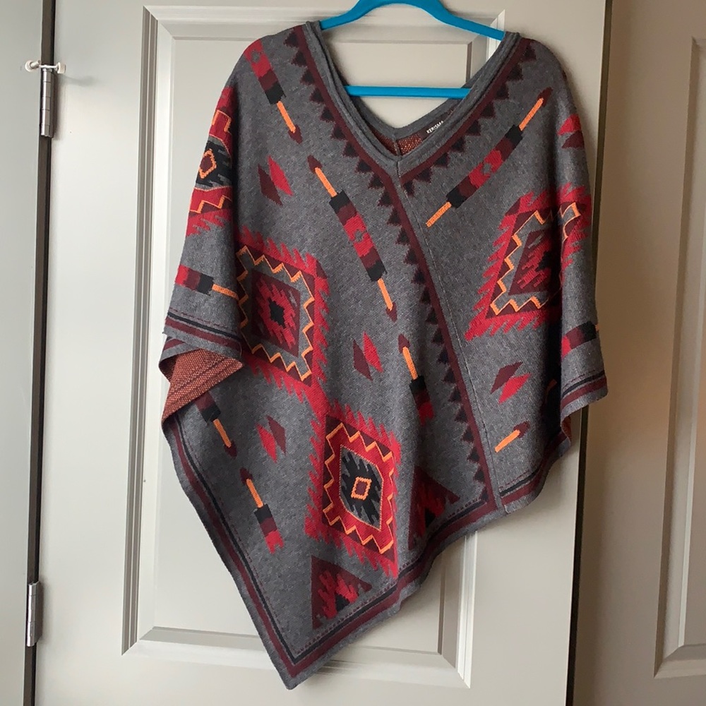 KERISMA AZTEC PRINT PONCHO